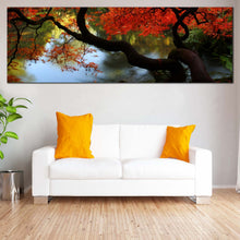 Load image into Gallery viewer, Maple  Garden  Canvas  Print  Japanese  Red  Maple  Tree  Living  Room  1  Piece  Canvas  Wall  Art  Kubota  Garden  Green  Trees  Reflection  Canvas  Artwork For Living Room
