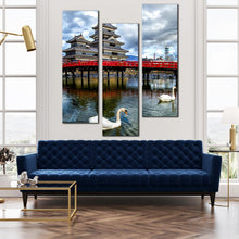 Load image into Gallery viewer, Matsumoto  Castle  Nagano  Prefecture  Central  Honshu  Japan  Triptych  Panel  Canvas  Print In Living Room
