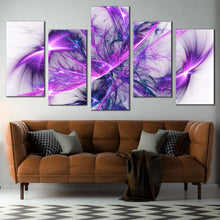 Load image into Gallery viewer, Modern Abstract Canvas WallArt Purple Abstract Fractal Canvas Print Blue Elegant Abstract Design 5 Piece Multiple Canvas
