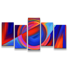 Load image into Gallery viewer, Modern Abstract Canvas Wall Art Blue Red Abstract Forms 5 Piece Multiple Canvas Abstract Circular Shapes Canvas Print
