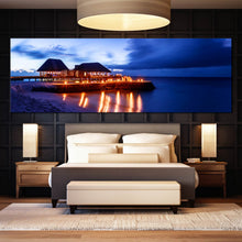 Load image into Gallery viewer, Modern  Maldives  Seascape  Night  Scene  In  the  Dark  Blue  Sky  Multi  Panel  Art  Work In Bedroom
