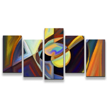 Load image into Gallery viewer, Modern Pattern Canvas Print Contemporary Colorful Abstract Canvas Wall Art Brown Yellow Abstract Shape 5 Piece Multi Canvas Artwork
