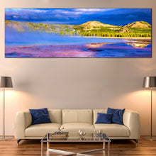 Load image into Gallery viewer, Mountain  Water  Canvas  Wall  Art  Green  Trees  Yellowstone  National  Park  Living  Room  1  Piece  Canvas  Artwork  Purple  Blue  Grand  Prismatic  Spring  Canvas  Print For Living Room
