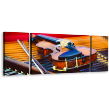 Load image into Gallery viewer, Music Instrument Canvas Print, Elegant Violin 3 Piece Canvas Wall Art, Colorful Violin Close Up Multi Canvas
