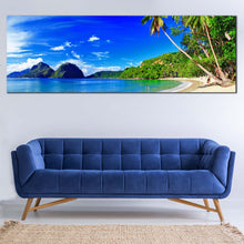 Load image into Gallery viewer, Ocean  Beach  Canvas  Wall  Art  El  Nido  Palawan  Blue  Sky  Multi  Canvas  Artwork  Green  Palm  Trees  Beach  Canvas  Set  Tropical  Scenery 1  Piece  Canvas  Print In Living Room
