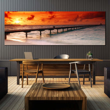 Load image into Gallery viewer, Ocean  Pier  At  Sunset  sky  oversize  canvas  prints  home  decor In Dinning Room
