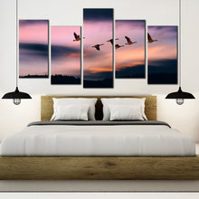 Load image into Gallery viewer, Peaceful birds sunset sky mountains 5 Piece Canvas print For Bedroom
