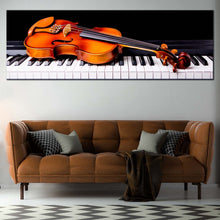 Load image into Gallery viewer, Piano  Music  Canvas  Print  Black  Musical  Instruments  Canvas  Set  Orange  Violin  Living  Room  1  Piece  Canvas  Wall  Art In Living Room
