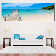 Load image into Gallery viewer, Pier  Ocean  Canvas  Wall  Art  Living  Room  Thailand  Beach  Mountain  1  Piece  Canvas  Print  Blue  White  Ocean  Sky  Canvas  Set For Living Room
