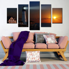 Load image into Gallery viewer, Portland  Cliff  Lighthouse  beacon  5  piece  canvas  wall  art  For Living Room
