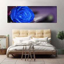 Load image into Gallery viewer, Rose Piano Canvas WallArt Roseon Key board 1 Piece Canvas Artwork Blue Flower Canvas Print In Bedroom
