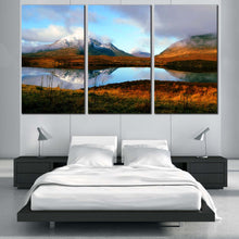 Load image into Gallery viewer, Scotland Mountain Canvas Wall Art Scottish Highlands Multi Canvas United Kingdom Brown Mountains Lake Canvas Print Blue Scenery Sky  3 Piece Canvas For Bedroom
