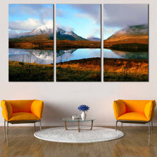 Load image into Gallery viewer, Scotland Scenery Canvas Print United Kingdom Brown Mountains Lake  3 Piece Canvas Scottish Highlands Blue Sky Canvas Wall Art For Living Room
