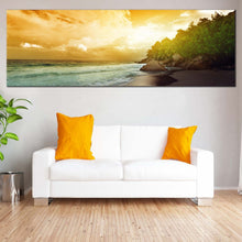 Load image into Gallery viewer, Seychelles  Beach  Canvas  Wall  Art  Green  La  Digue  Island  Living  Room  1  Piece  Canvas  Yellow  Ocean  Beach  Canvas  Print In Living Room
