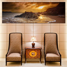 Load image into Gallery viewer, South  Devon  Canvas  Wall  Art  Leas  Foot  Sand  Beach  Wide  Canvas  Yellow  Salcombe  Sun  Beach  Rocks  Canvas  Print  Brown  Ocean  Beach  Living  Room  1  Piece  Canvas For Living Room
