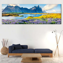 Load image into Gallery viewer, Southeastern  Icelandic  Canvas  Print  Stokksnes  headland  Landscape  Multi  Canvas  Blue  Batman  Mountain  Canvas  Set  Purple  Lupin  Flowers  Scenery For Living Room
