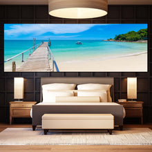 Load image into Gallery viewer, Thailand  Beach  Canvas  Wall  Art  White  Pier  Mountain  Ocean  Beach  Canvas  Print  Bedroom  Blue  Ocean  Sky  1  Piece  Canvas In Bedroom
