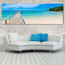 Load image into Gallery viewer, Thailand  Ocean  Canvas  Print  Living  Room  Blue  Sky  Beach  Canvas  Wall  Art  White  Pier  Mountain  Ocean  Beach  Panorama  Canvas In Living Room
