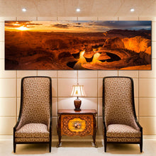 Load image into Gallery viewer, Utah  Desert  Canvas  Wall  Art  Canyon  Lake  Powell  Brown  Mountain  Living  Room  1  Piece  Canvas  Print  Yellow  Cloudy  Sunset  Sky  Desert  Canvas  Set For Living Room
