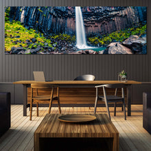 Load image into Gallery viewer, Vatnajokull  Iceland  Canvas  Print  Europe  White  Svartifoss  Waterfall  Living  Room  1  Piece  Canvas  Wall  Art  Green  Blue  Rocks  Scenery  Canvas  Artwork  Orange  Sunrise  in  Skaftafell  Waterfall In Dinning Room
