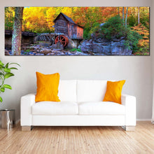 Load image into Gallery viewer, Virginia  Mountains  Canvas  Wall  Art  Yellow  Autumn  Trees  Multi  Canvas  Old  Grist  Mill  Living  Room  1  Piece  Canvas  Set  Clifftop  Green  Babcock  State  Park For Living Room
