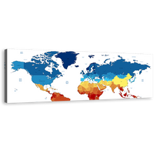 Load image into Gallery viewer, World Map Canvas Wall Art, Detailed World Map Canvas Artwork, Colorful Map of Continents 1 Piece Canvas Print
