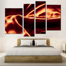 Load image into Gallery viewer, abstract design canvas wall art orange black abstract wavy fold canvas set abstract background luxury 4 piece canvas print in bedroom
