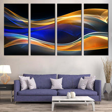 Load image into Gallery viewer, abstract energy canvas print abstract hd canvas set blue dynamic abstract 4 piece canvas wall art orange abstract graphic pattern multi canvas In Living room
