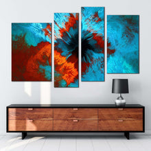 Load image into Gallery viewer, abstract fractal canvas print blue abstract underwater multiple canvas brown artistic abstract 4 piece canvas wall art
