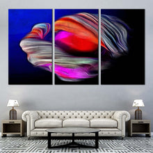 Load image into Gallery viewer, abstract fractal canvas wall art blue abstract element triptych canvas set red abstract grunge 3 piece canvas print For Living Room
