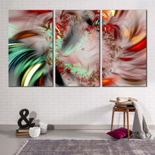Load image into Gallery viewer, abstract fractal canvas wall art green red abstract patterns 3 piece canvas abstract illustration multi canvas bright abstract artwork print
