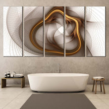 Load image into Gallery viewer, abstract digital canvas wall art grey abstract artwork print yellow abstract digital oil painting 5 piece canvas In Bathroom
