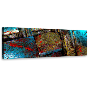 abstract  grunge  wall  art  multi  colored  textured  stone  panorama  canvas  blue  brown  contemporary  canvas  print