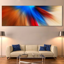 Load image into Gallery viewer, abstract  motion  canvas  print  contemporary  blue  orange  panoramic  wall  art  amazing  modern  abstract  artwork In Living Room
