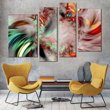 Load image into Gallery viewer, abstract patterns canvas print red green abstract fractal 4 piece canvas wall art abstract illustration multiple canvas for living room
