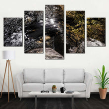 Load image into Gallery viewer, abstract river canvas print brown abstract stone 5 piece canvas wall art grey abstract multi canvas artwork For Living Room
