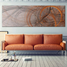 Load image into Gallery viewer, abstract  shape  canvas  wall  art  yellow  circle  abstract  panoramic  canvas  grey  modern  elegant  abstract  1  piece  canvas  print In Living Room
