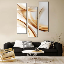 Load image into Gallery viewer, abstract  shapes  canvas  print  white  modern  abstract  wall  art  contemporary  abstract  gold  wave  3  piece  canvas  set For Living Room
