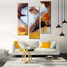 Load image into Gallery viewer, abstract  stone  wall  art  white  jewelry  multi  canvas  brown  moss  agate  3  piece  print For Living Room
