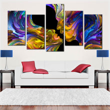 Load image into Gallery viewer, abstract swirl canvas art romantic sensual humans colorful couples kiss 5 piece For Living Room
