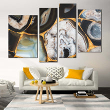 Load image into Gallery viewer, agate stone canvas wall art abstract agate umbra 4 piece canvas print colorful gemstone digital multiple canvas in living room
