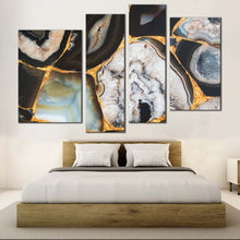 Load image into Gallery viewer, agate stone canvas wall art abstract agate umbra 4 piece canvas print colorful gemstone digital multiple canvas for bedroom
