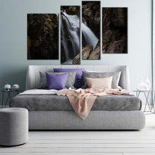 Load image into Gallery viewer, amazing waterfall canvas wall art brown mountain waterfall canvas print beautiful white waterfall 4 piece multiple canvas
