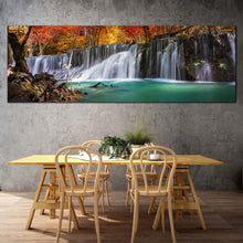 Load image into Gallery viewer, amazing  waterfall  canvas  wall  art  majestic  waterfall  scenery  canvas  artwork  colorful  autumn  forest  waterfall  panoramic  canvas  print For Dinning Room
