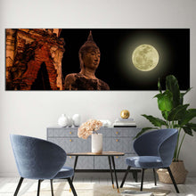 Load image into Gallery viewer, ancient  temple  canvas  print  thailand  big  full  moon  buddha  canvas  artwork  old  brown  buddha  statue  1  piece  canvas  wall  art In Living Room
