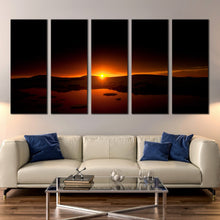 Load image into Gallery viewer, antarctic ocean canvas wall art black ocean mountain snow 5 piece ensemble canvas print In Living room'
