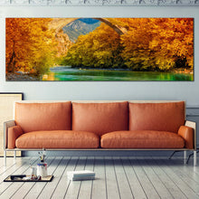 Load image into Gallery viewer, aoos  river  canvas  print  konitsa  stone  bridge  aerial  view  canvas  wall  art  for Living Room
