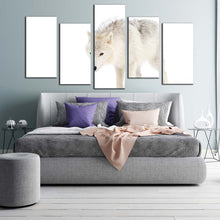 Load image into Gallery viewer, arctic wolf canvas wall art wolf snow multiple canvas white wolf close up 5 piece canvas print For Bedroom
