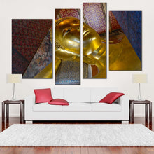 Load image into Gallery viewer, bangkok temple canvas wall art wat phra chetuphon vimolmangklararm canvas print grand gold buddha 4 piece canvas multi canvas artwork for living room
