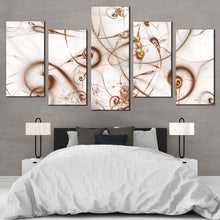 Load image into Gallery viewer, beautiful abstract canvas wall art brown modern elegant abstract 5 piece canvas white abstract fractal canvas print For Your Bedroom

